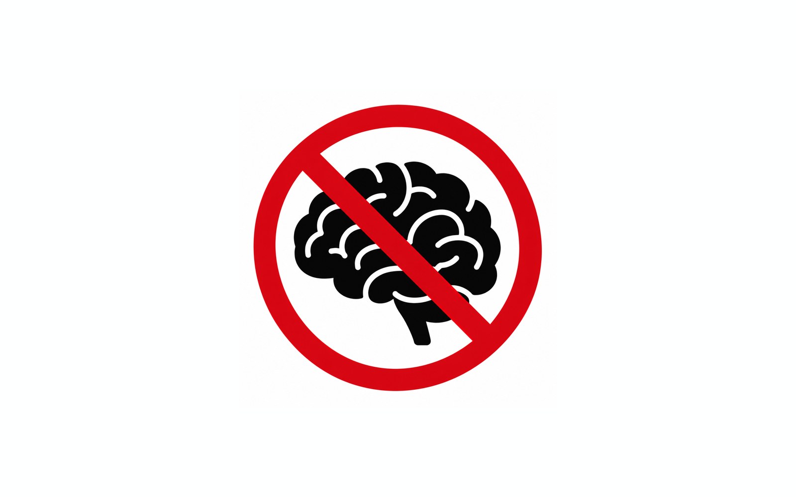 The Idiocy logo: a cartoon brain with a red no-entry line through it